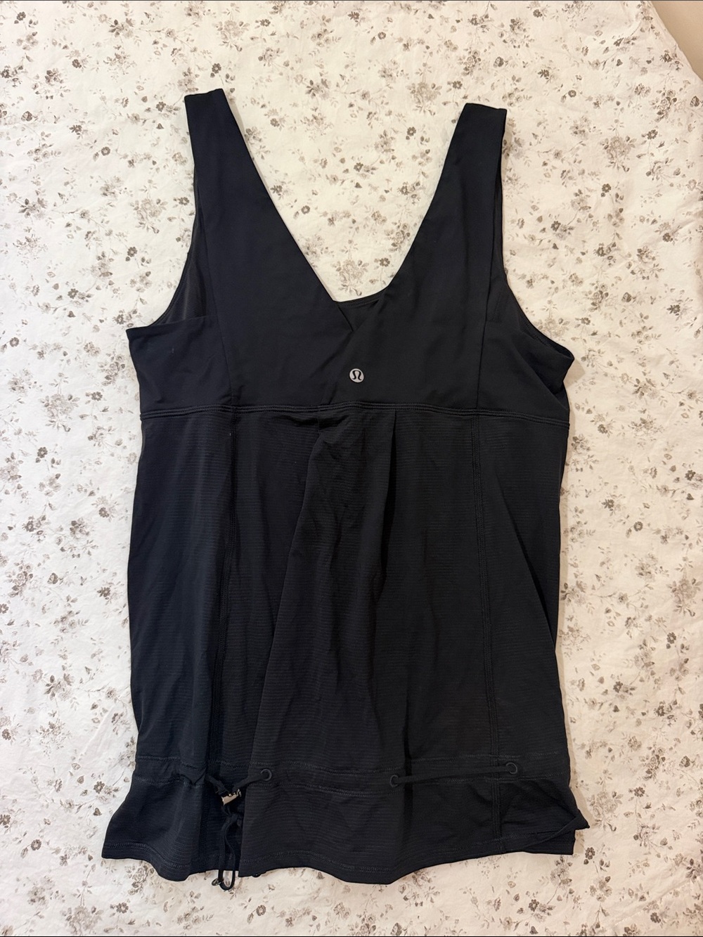 lululemon athletica Black V-Neck Drawcord Tank